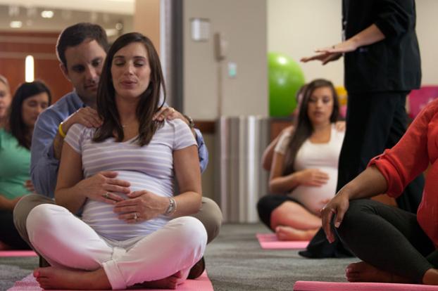 Learning labor breathing in a classroom.