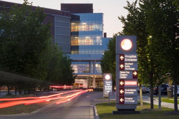 Exterior hospital at night