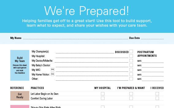 Thumbnail of flyer Coffective We're Prepared Pregnancy Checklist