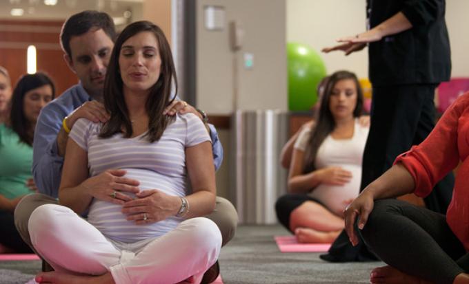 Learning labor breathing in a classroom.