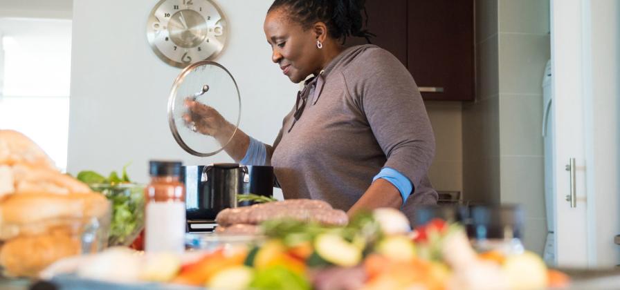 Cooking healthy Louisiana food in the kitchen