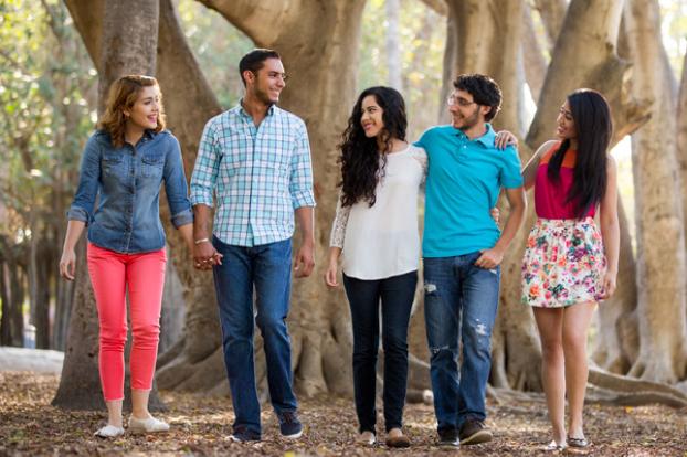 Group of friends walking together.