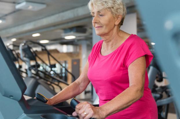 Walking on a treadmill at the gym